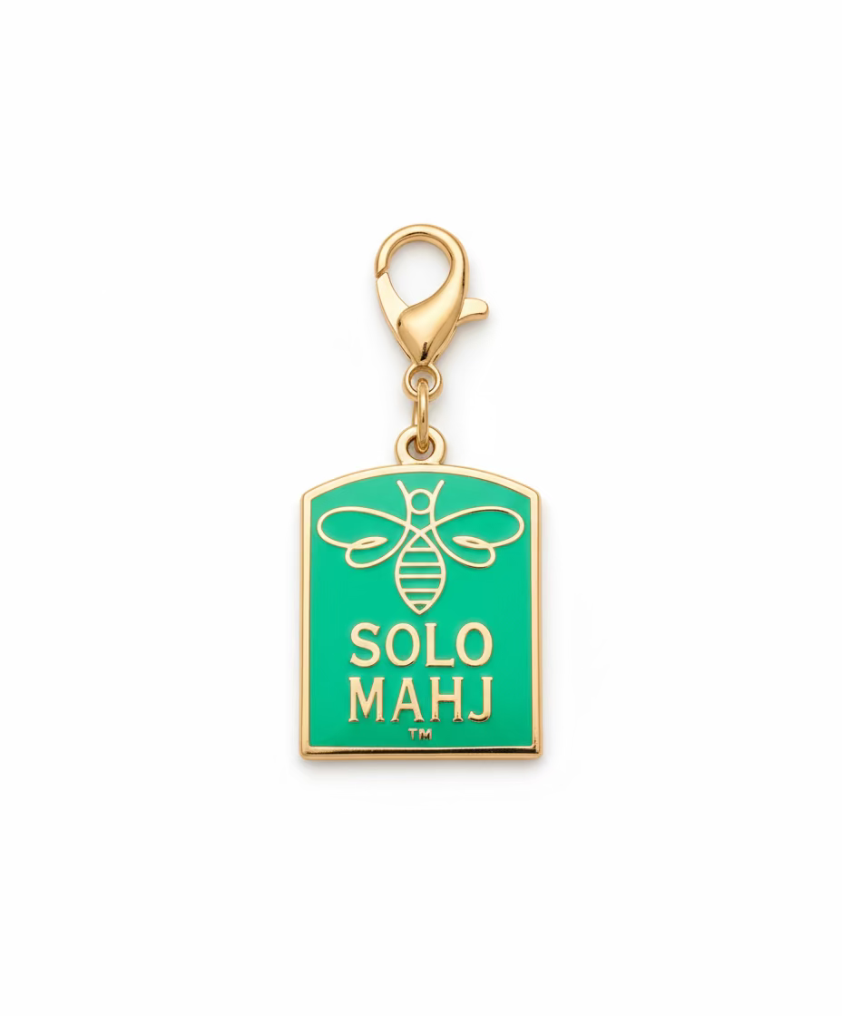 SoloMahj Logo Charm – Green Cloisonné Bag Charm with Lobster Clasp