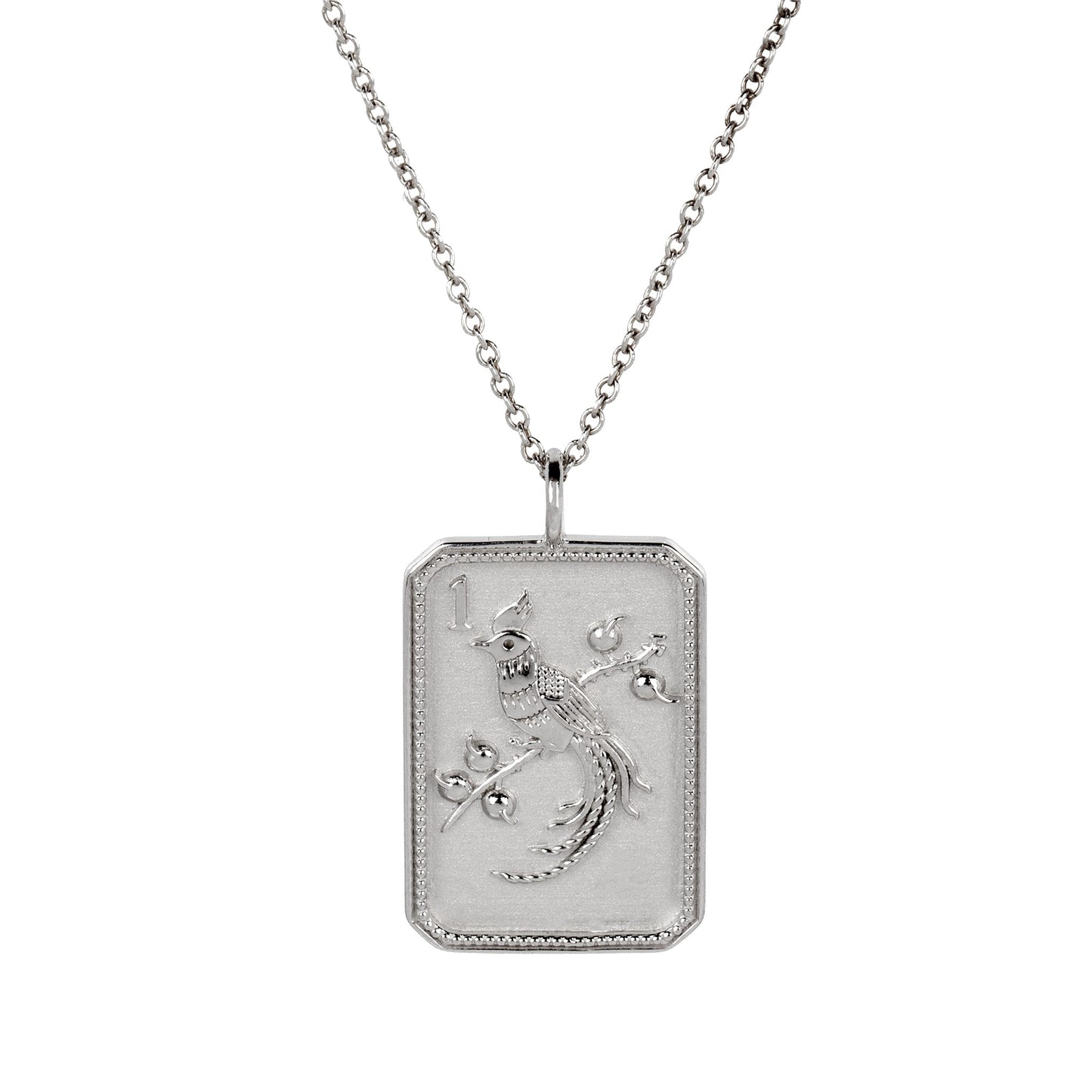 Sterling Silver Mahjong 1 Bam Bird Pendant Necklace | Mahjong Jewelry