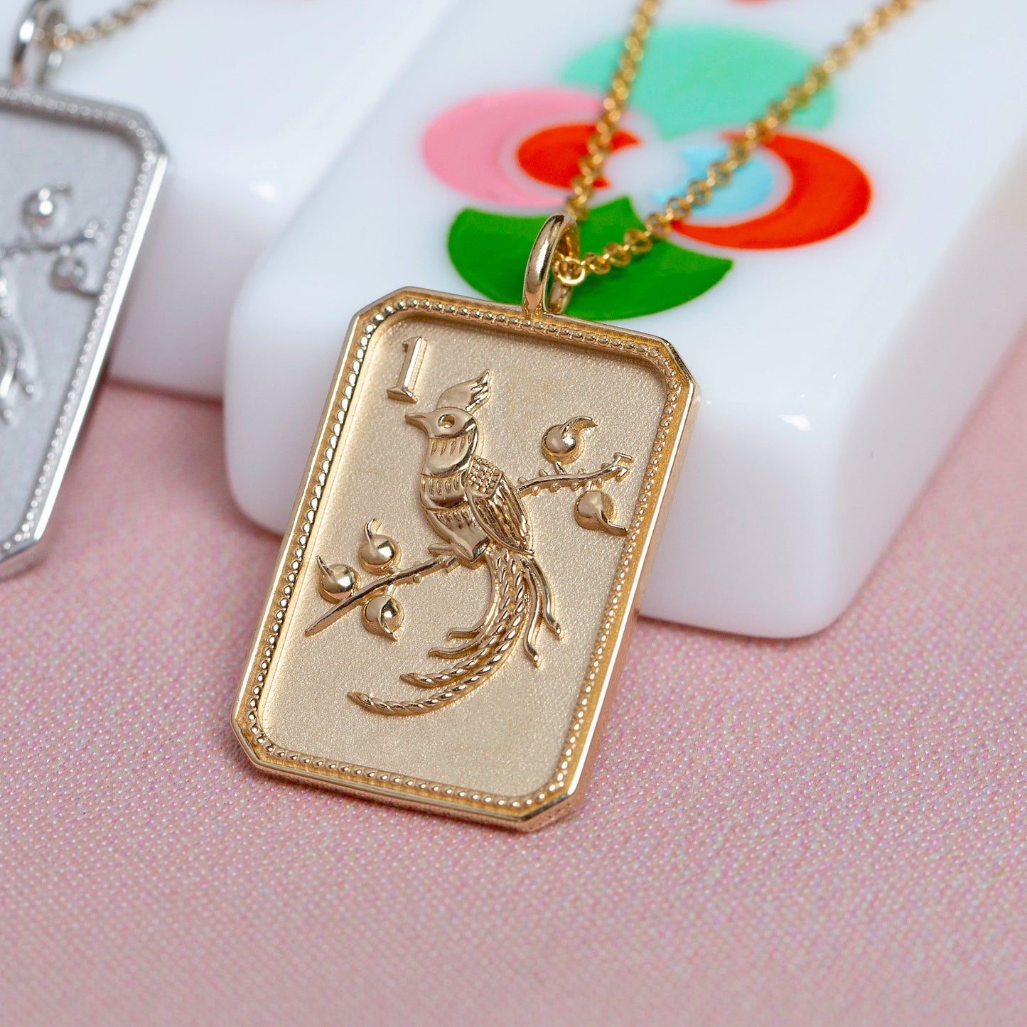 14kt Yellow Gold Mahjong 1 Bam Bird Pendant Necklace | Fine Mahjong Jewelry