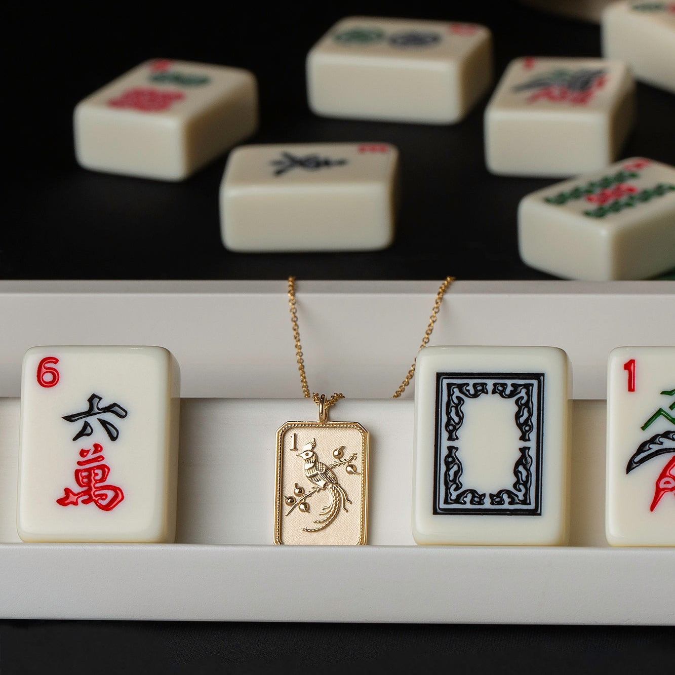 14kt Yellow Gold Mahjong 1 Bam Bird Pendant Necklace | Fine Mahjong Jewelry