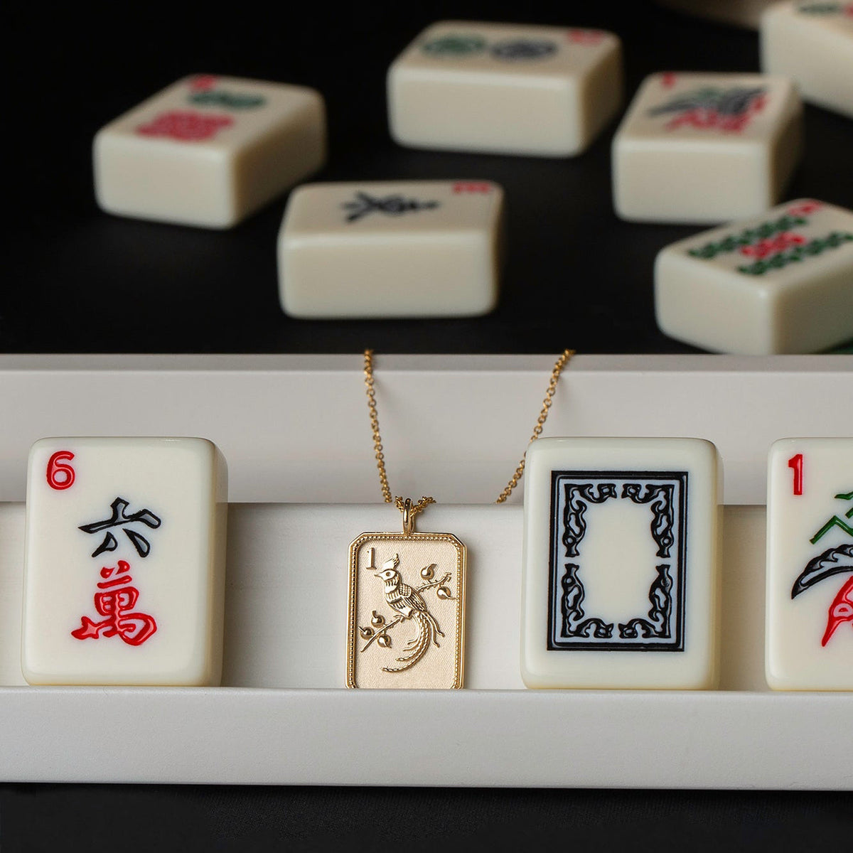 14kt Yellow Gold Mahjong 1 Bam Bird Pendant Necklace | Fine Mahjong Jewelry