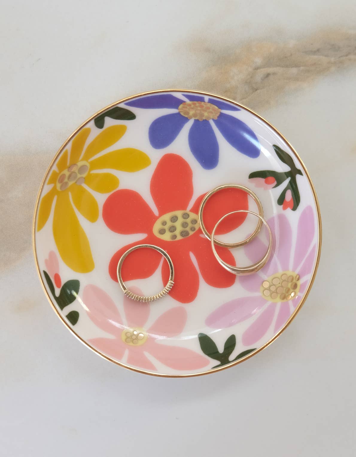 Primary Blooms Porcelain Dice Dish