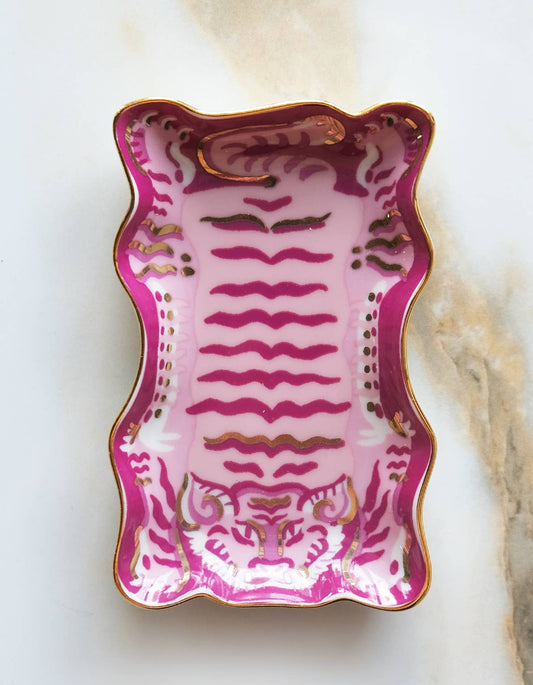 Tibetan Tiger Porcelain Dice Dish