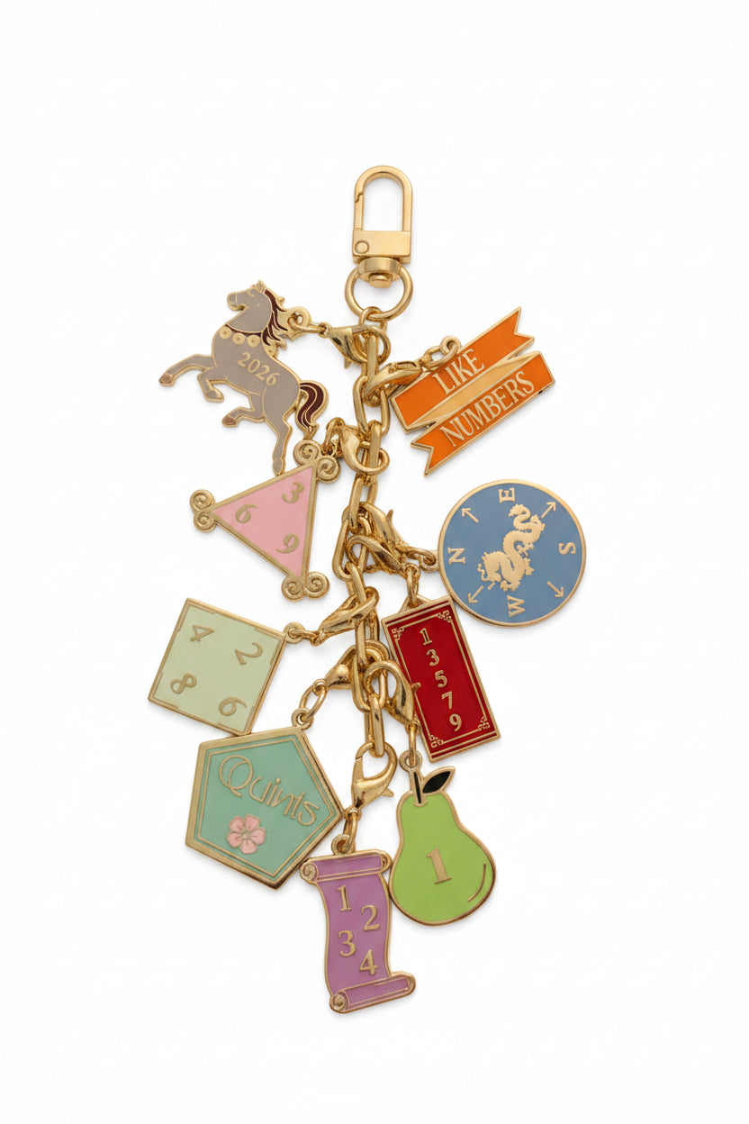 Consecutive Numbers Mahjong Charm – Gold Cloisonné Keepsake | SoloMahj