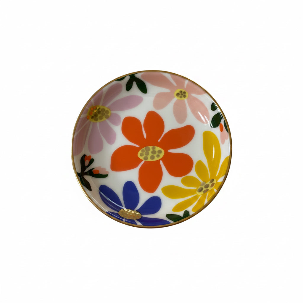Porcelain dice dish with primary flowers