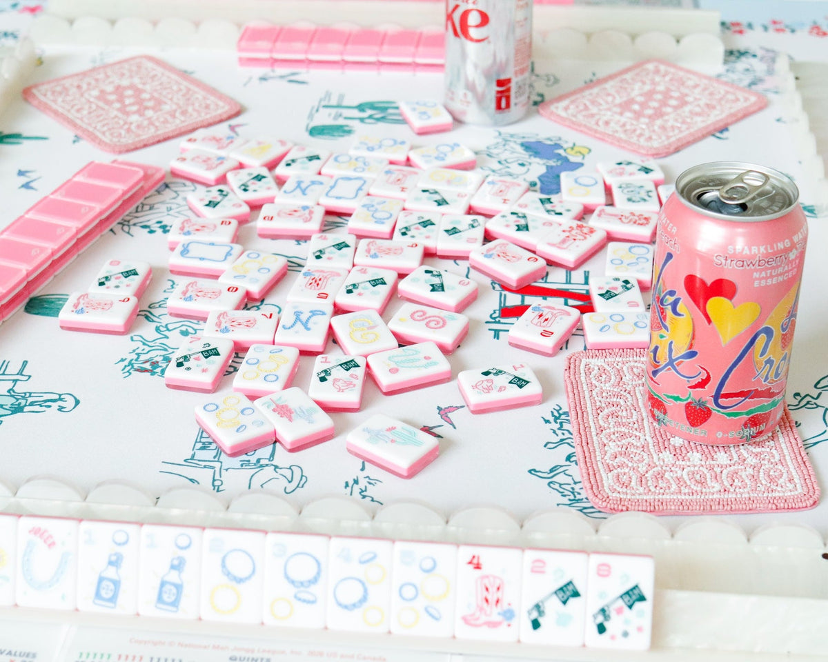 Hand-Beaded Paisley Coaster in Rose Pink