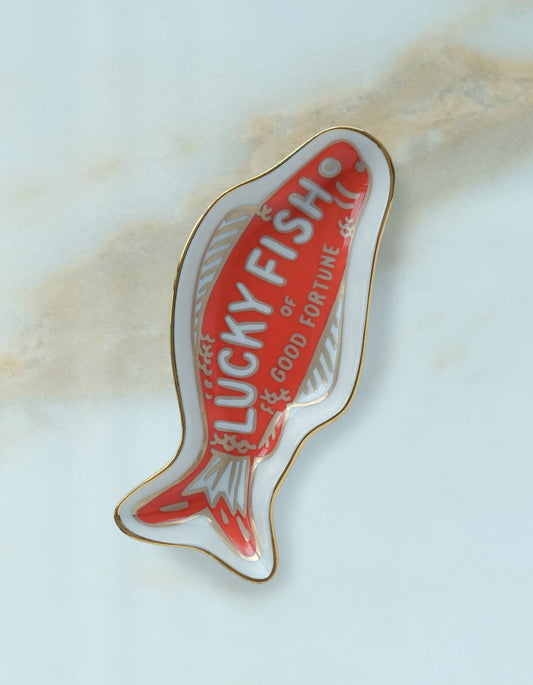 Fortune Fish Porcelain Dice Dish